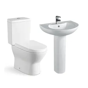 Sanitary ware bathroom ceramic two piece wc toilet set with basins sink