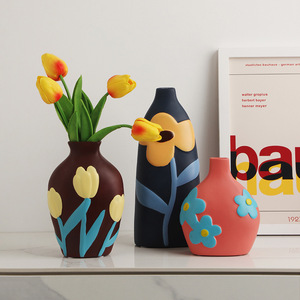 Vase en céramique peint à la main de style Wabi-Sabi moderne et minimaliste Baihanmei pour arrangement floral dans le salon, entrée ou zone <span class=keywords><strong>TV</strong></span> - Product Image 4