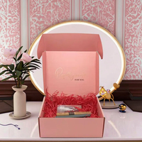 Échantillon gratuit, boîte d'expédition rigide en carton ondulé de couleur rose avec logo personnalisé, matériaux recyclés et gaufrage