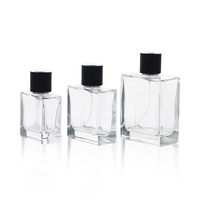 Botellas de Perfume Cuadradas de Lujo Unisex al por Mayor, 30ml 50ml 100ml, con Tapa de Cuero Negro Texturizado