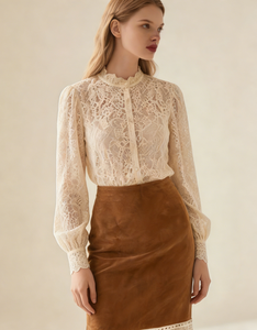 Women's Caramel <b>Suede</b>-Like Knitted Pencil Skirt Airy Vintage Knee-Length Casual Elegant Autumn - Product Image 2