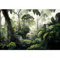 Papier peint tropical, paysage 3D, murale de jungle, forêt tropicale vintage, papier peint mural pour la décoration intérieure de la maison et des hôtels