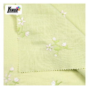 Tissus pour femmes en crêpe de coton, motifs brodés, fleurs multicolores, broderie au cordon - Product Image 1