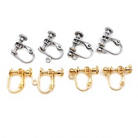 Adaptateurs de boucles d'oreilles en acier inoxydable 316 électroplaqué en forme d'anneau à visser, boucles d'oreilles sans perçage, bijoux de mode DIY
