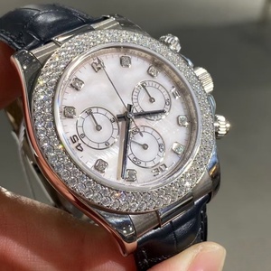 นาฬิกาแฟชั่นหรูหราสำหรับทุกเพศ นาฬิกาข้อมือเพชรหรูหรา สไตล์ธุรกิจที่สวมใส่สบาย สายหนัง นาฬิกาจักรกลสำหรับผู้ชาย - Product Image 3