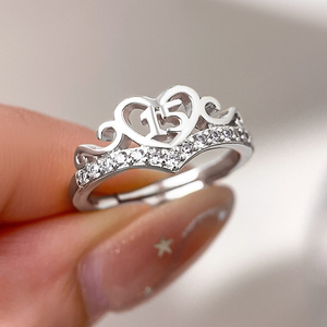 Crown Shape 18K Gold Plated Heart <b>Rings</b> With <b>Cubic</b> <b>Zirconia</b> Pave Setting Unisex Daily Wear Glam Jewelry - Product Image 5