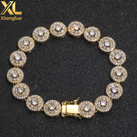Juego de Brazaletes de Lujo con Eslabones Cubanos, Chapados en Oro de 18K, Aleación de Cobre, Engaste de Garra, Unisex, Joyería Hip Hop Bling para Aniversario y Cumpleaños