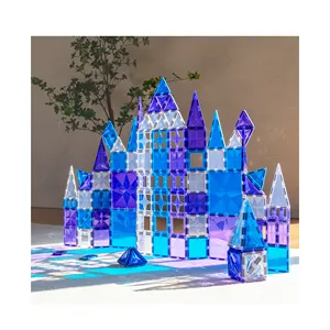 MNTL Winter-ISS & SCHNEIBLOCK magnetische Bausteine Fliesenschienen 120 Stück Kinder pädagogisches DIY Montessori Dampfspielzeug für Kinder