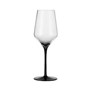 Luxury Acrylic Sublimation Unbreakable Crystal Red Wine Goblet Glass with Black Stem