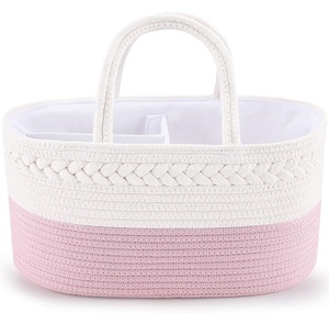 Diaper Caddy Organizer Cotton Rope Nursery Baby Basket <strong>Changing</strong> <strong>Table</strong> Organizer Diaper Nursery Storage Bin - Product Image 1