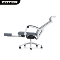 Chaise de bureau pivotante en maille grise, fabrication directe, pour personnel, robuste, base à cinq étoiles, ergonomique, avec repose-pieds