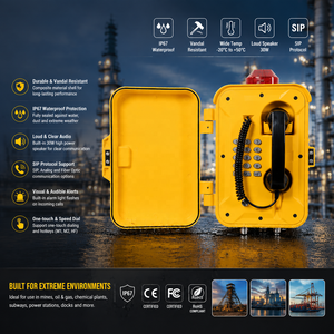 Téléphone industriel <span class=keywords><strong>robuste</strong></span> étanche IP67, téléphone SIP résistant aux intempéries, téléphone d'urgence pour usine, tunnel, port, mine - Product Image 1