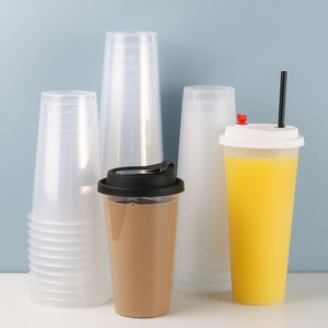 Custom Logo Printed 12oz 16oz 20oz 24oz 32oz Hot And Cold Beverage Plastic Bucket Disposable PP Plastic Cups With Lids