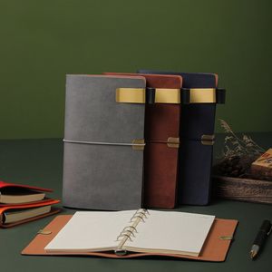 Vente en gros A6 couverture en cuir antique cahier à feuilles mobiles avec sangle rétro Art personnalisable Journal en cuir Journal fournitures scolaires - Product Image 3