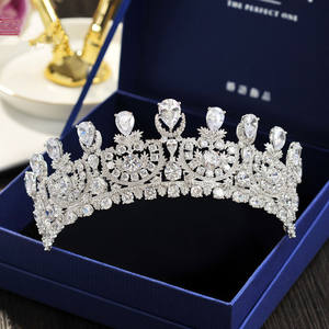 RE3744 عالية الجودة الفاخرة مكعب الزركون تاج العروسة و تاج زركونيا تاج ملكة الماس الزفاف عقال - Product Image 6