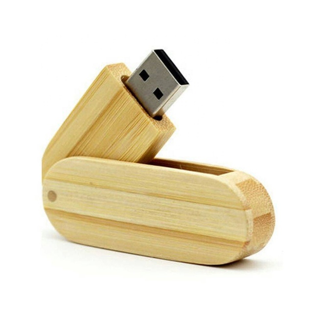Promotional Custom Logo Wooden Swivel USB Flash