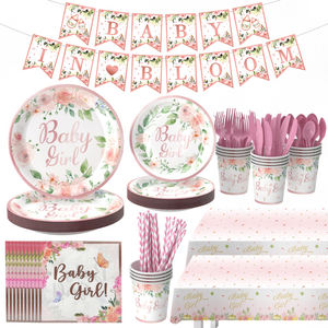 Per Baby shower e feste di compleanno ragazze mongolfiera per feste stoviglie e decorazioni rosa <span class=keywords><strong>carta</strong></span> usa e getta vassoi e striscioni - Product Image 4