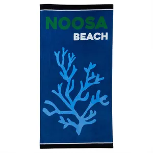 Luxury cotton cut velour printing beach towel custom sand free super soft highly absorption pool beach towel