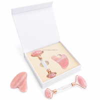Coffret cadeau Kexin personnalisé de luxe en quartz rose Gua Sha et rouleau de jade avec fermeture magnétique