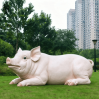 Escultura de Familia de Cerdos Realista de Fibra de Vidrio Ecológica de Tamaño Natural para Decoración de Jardines, Granjas y Zoológicos