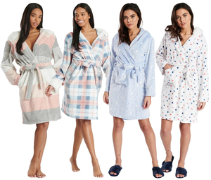 Factory Waffle Fleece Hooded <strong>Dressing</strong> <strong>Gown</strong> <strong>Ladies</strong> Soft <strong>Warm</strong> Winter Wrap Robe Nightwear Custom Polyester Bathrobes Women Luxury - Product Image 1