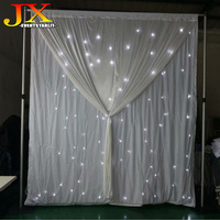 Rideau de fond en étoile à LED avec tissu blanc et lumière blanche ou bleue chaude pour la décoration de fêtes de mariage et de festivals