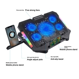 <span class=keywords><strong>Refroidisseur</strong></span> d'ordinateur <span class=keywords><strong>portable</strong></span> transfrontalier en plastique avec lumière RGB respirante, base de dissipation thermique à régulation de vitesse par air, modèle S500 - Product Image 3