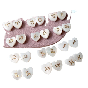12 Constelaciones, Cuentas Redondas de Concha Natural Blanca y Corazón de Coral, Signos del Zodiaco, Cuentas Espaciadoras Sueltas para Manualidades y Joyería, 5 Piezas - Product Image 2