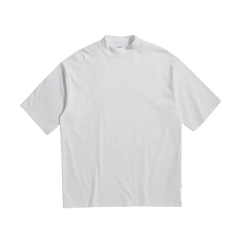 wholesale luxury streetwear heavy cotton oversized tshirt custom logo heavy white t-shirts men oversized mock neck t shirt