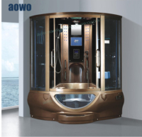 Cabine à vapeur Hamman couleur marron brillant avec baignoire à remous en acrylique Sauna et hammam Jets de massage du dos Douche de tête avec télévision intelligente
