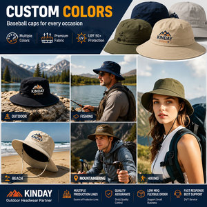 Chapeau Bob Unisexe Personnalisé OEM UPF 50+ à Large Bord, Respirant, en Coton, avec Sangle Mentonnière, Idéal pour la Pêche, la Randonnée et les Fêtes en Extérieur, Brodé - Product Image 4
