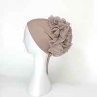Nouveau musulman couleur unie musulman grande fleur coton casquette intérieure mode couleur unie Turban chapeau
