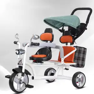 China Twins Tricycle 4 In 1 Kids Trike with 2 rotate seats Two Kids Baby Stroller Cycle Twins Trike