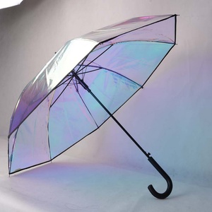 2024 New Colorful Transparent <b>Umbrella</b> Thickened Laser Holographic <b>Umbrella</b> Colorful Iris Custom Automatic Long Handle <b>Umbrella</b> - Product Image 1