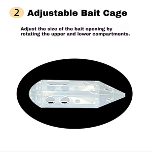 Cesta ajustable para cebo de pesca, alimentador tipo cohete, soporte para señuelos de pesca en barco y pesca en roca, con eslabón giratorio y gránulos luminosos. - Product Image 5