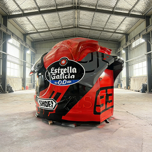 Chiosco Caffè Gigante a Forma di Casco in Fibra di Vetro, Scultura Personalizzata, Stand Mobile per Snack, Hamburger, Pollo Fritto, Food Truck a Grandezza Naturale - Product Image 3