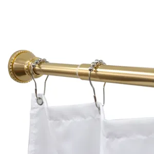 Custom High quality washroom curtain rail Spring Tension Rod Gold shower curtain poles adjustable gold shower rod