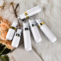 Flacon de lotion, d'essence ou de crème pour soins de la peau en PET blanc rond avec bouchon, 40 ml, 60 ml, 80 ml, avec côté doré ou argenté