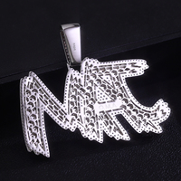 Vente en gros Pass Diamond Tester Moissanite A-Z Initial Pendentif 925 Sterling Silver Iced Out Bijoux Hip Hop Lettre Pendentif pour Hommes