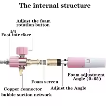Pistola de lanza de espuma para nieve de 1L púrpura, lavadora a presión eléctrica portátil, Cañón de espuma transparente para el cuidado del coche, lavado de coches - Product Image 5