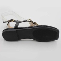 Nouvelles sandales d'été plates à strass et diamants, mode décontractée polyvalente pour femme, chaussures d'usine de luxe en Chine