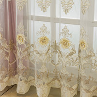Rideaux occultants brodés à la française, motif floral 3D damassé doré, pour salon et chambre, vente en gros, sur mesure