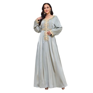 Vestido Abaya de Poliéster con Pedrerí<span class=keywords><strong>a</strong></span> Bordada, Elegante, para Mujer, Estilo Turco, Transfronterizo # Abaya, Caftán, Túnica, Vestido, Kimono - Product Image 5