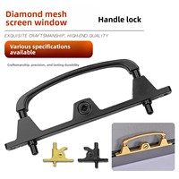 Ventana de malla de diamante con cerradura de dos puntos, marco central, tres deslizadores, tornillo accesorio, antirrobo, aleación de zinc, moderno minimalista
