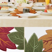Woww-y-hanne colorées en feuilles d'érable, collection automne, décoration de maison, broderie sur les fleurs, chemin de Table en lin
