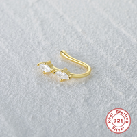 Anneau de nez factice Gaby Trendy en argent sterling S925, simple et tendance, manchette de nez dorée, sans perçage, piercing de nez serpent