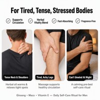 Huile de massage aux herbes pour hommes, extrait de racine de maca et de ginseng, biologique, végétalienne, sans cruauté, sans parfum, huile essentielle pour la vitalité masculine