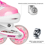 Patins à roulettes à quatre roues réglables pour enfants, avec lumières clignotantes, pour garçons et filles