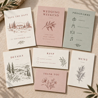 Kit de Papeterie de Mariage Personnalisable Minimaliste Bordeaux avec Art Ligné : Cartes Save the Date, RSVP, Menu, Programme et Invitation de Mariage Personnalisable