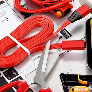 Có Thể Điều Chỉnh Và Tái Tạo Loại C Điện Thoại Di Động <span class=keywords><strong>USB</strong></span> Dữ Liệu Sạc Cáp Nhanh Chóng Sửa Chữa Với Màu Đỏ Ma Thuật Tai Nghe Bện Che Chắn - Product Image 3